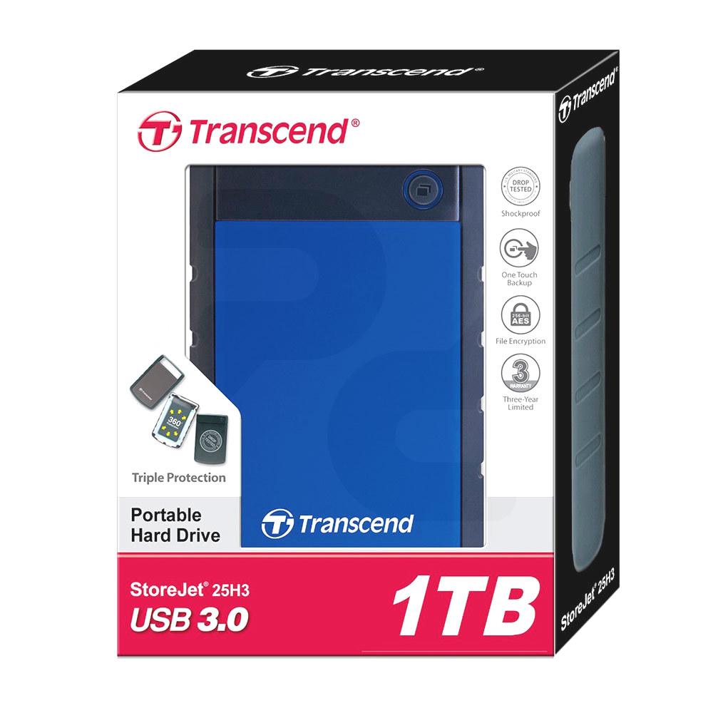 Transcend Disco Externo Antigolpes 1TB 2,5 USB 3.0 Azul
