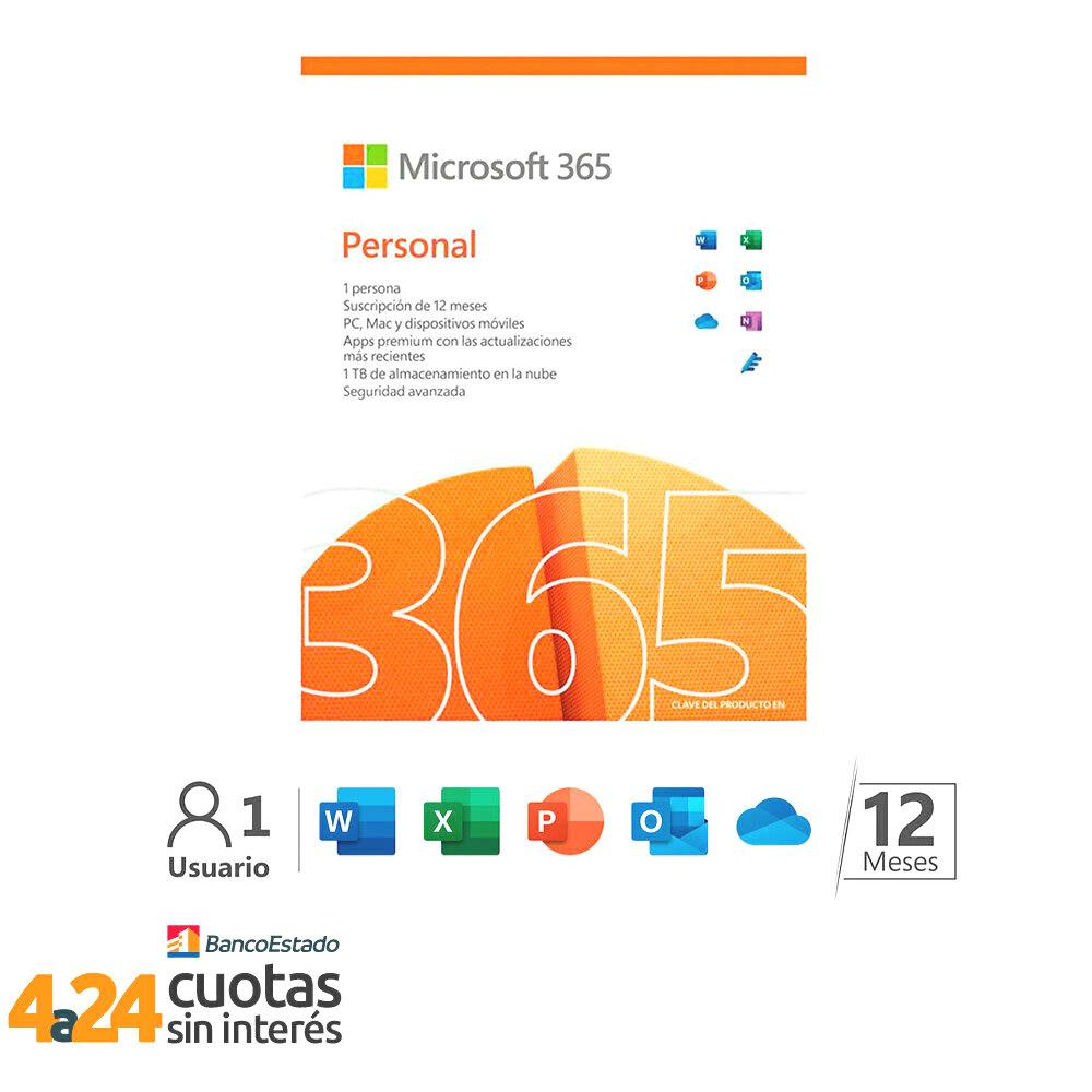 Microsoft Microsoft 365 Personal: 1 usuario, suscripción 12 meses, Word,  Excel, PowerPoint, OneDrive y más. Antes Office 365 Personal | PC Factory
