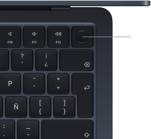 Vista desde arriba del teclado de una MacBook Air con Touch ID
